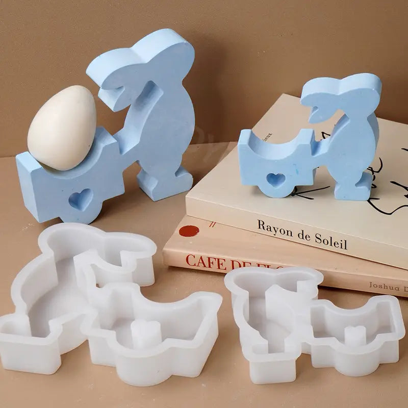 3D Silikon Osterhasenform – Osterhase mit Bollerwagen - BTSCreativ