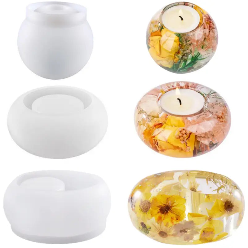 Silikonform-Set für DIY-Kerzenhalter – 3-teiliges Premium-Gießformenset in Kugel-, Tropfen- und Ovalform