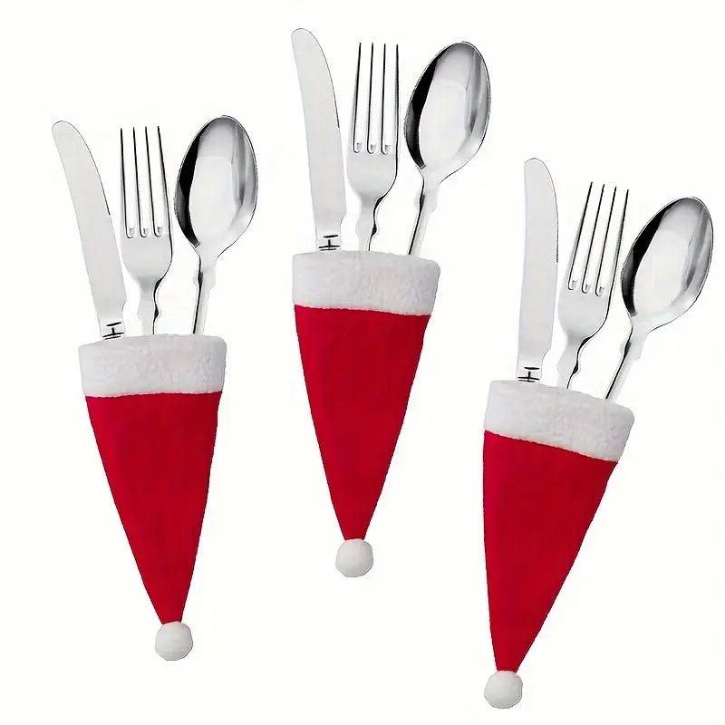 10-teiliges Mini-Weihnachtsmann-Hut-Besteckset – Festliche Tischdekoration - BTSCreativ