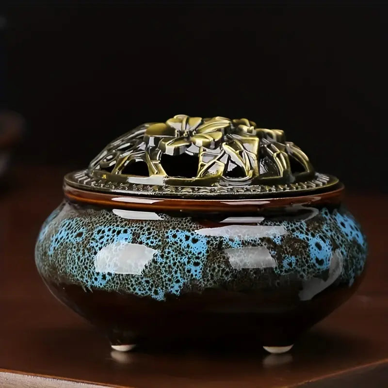 Keramik-Räuchergefäß mit Vintage-Kupferdeckel – handgefertigt & vielseitig