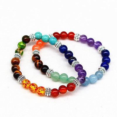 Reiki 7-Chakra-Armband – Naturstein-Perlen mit Antiksilber-Elementen