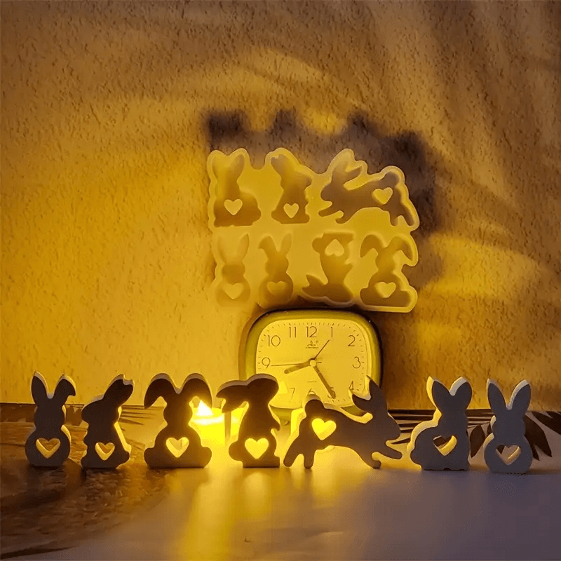 Silikonform mit 7 verschiedenen Hasenmotiven – Perfekt für DIY-Kerzen - BTSCreativ