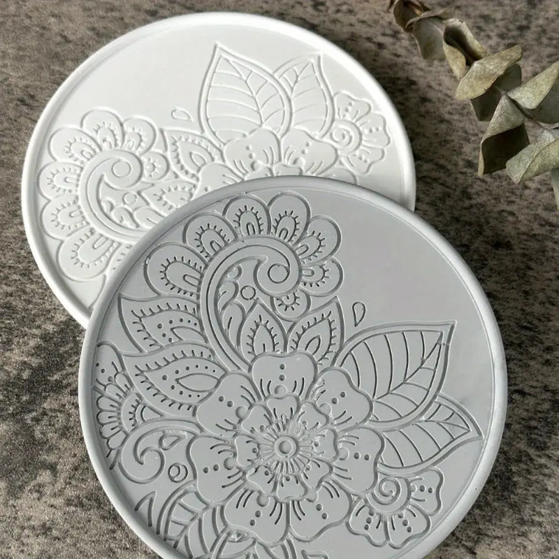 2er-Set Mandala-Silikonformen für Untersetzer – Filigrane Blüten- & Blattmotive für kreative DIY-Projekte
