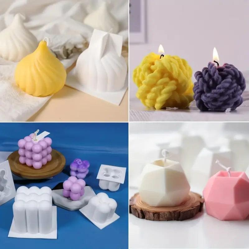 Silikonform-Set für kreative DIY-Kerzen – 6-teiliges Set inkl. Dochte & Zubehör - BTSCreativ