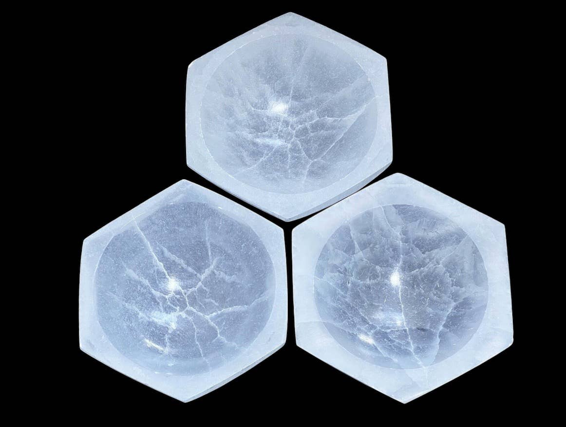 Quasar Gems USA - Selenitschale in Hexagonform
