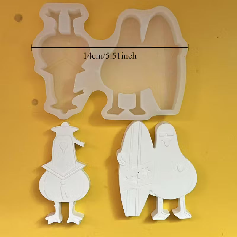 Silikonform „Möwe auf Skateboard oder Surfbrett“ – Maritime DIY-Gießform für Harz & Gips