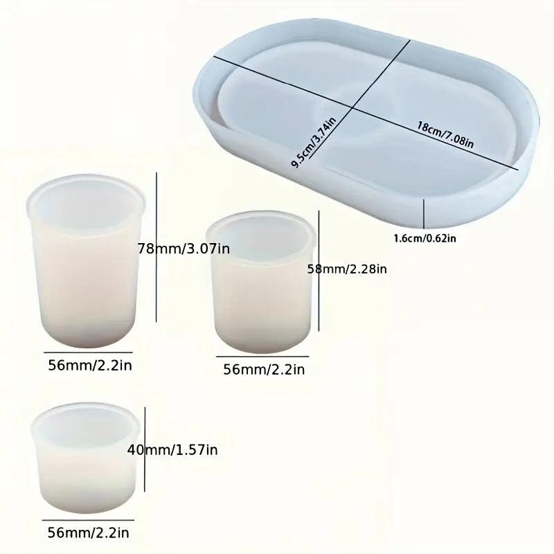4-teiliges Silikonform-Set für DIY-Kerzenhalter & Tabletts