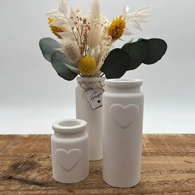 3er Vasen Set mit Herz-Ornament – Elegante Dekoration für Ihr Zuhause - BTSCreativ