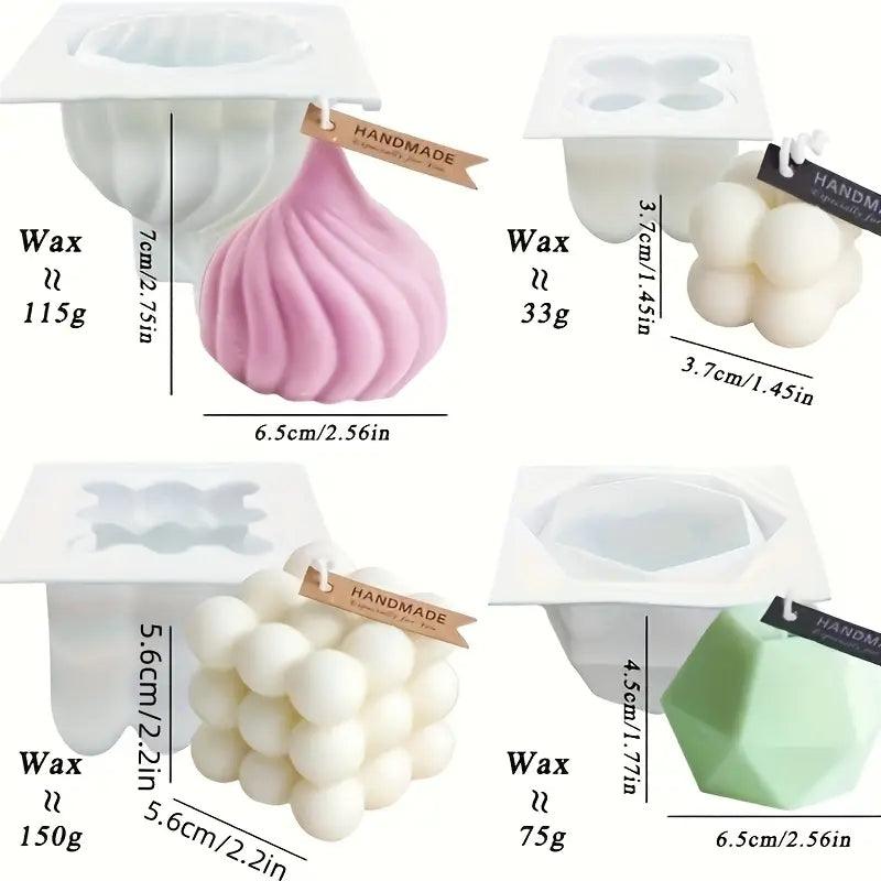 Silikonform-Set für kreative DIY-Kerzen – 4er-Set mit einzigartigen Designs Set 3 - BTSCreativ