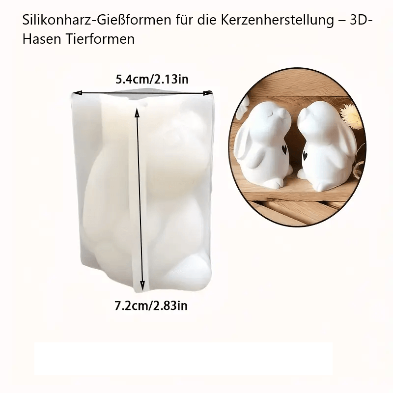 Silikonharz-Gießformen für die Kerzenherstellung – 3D-Hasen Tierformen (stehend) - BTSCreativ