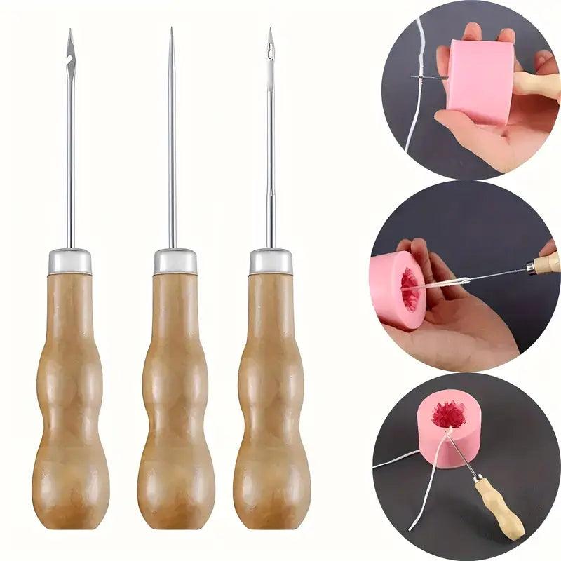 3er-Set Multifunktionale Stech- und Stanzwerkzeuge mit Holzgriff (12 cm) - BTSCreativ