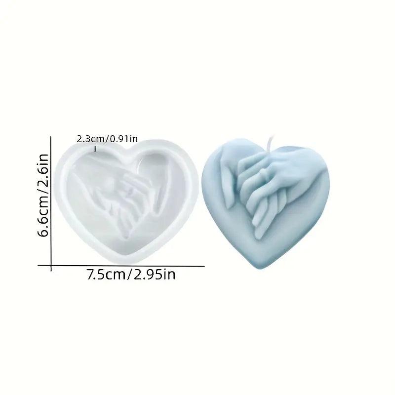 Herzförmige Silikonform – Hand in Hand Design für kreative DIY-Projekte - BTSCreativ