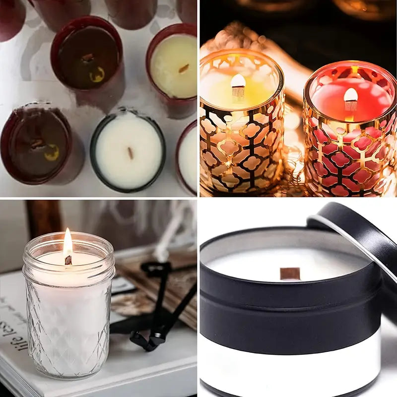 DIY-Kerzenherstellungsset – 60-teiliges Set mit Holzdochten, Metallhaltern & Klebepunkten für kreative Gießprojekte