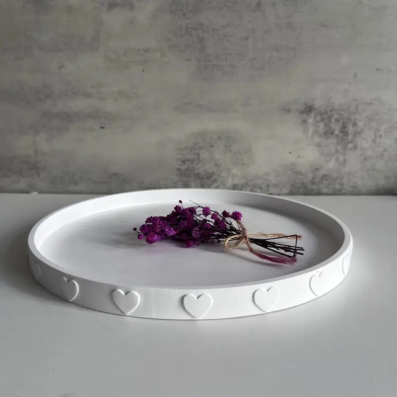 Große runde Silikonform mit Herzdekor – Für DIY-Schmuck, Seifen, Deko & Gießprojekte