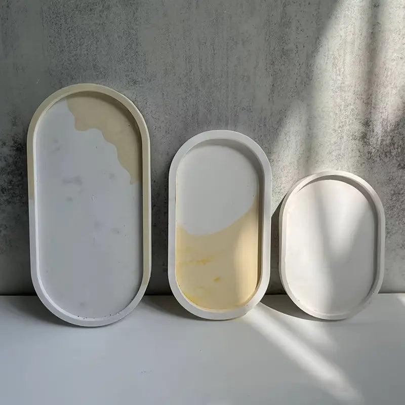 Silikonformen für kreative DIY-Projekte – 3-teiliges Tablett-Set in ovaler Form - BTSCreativ