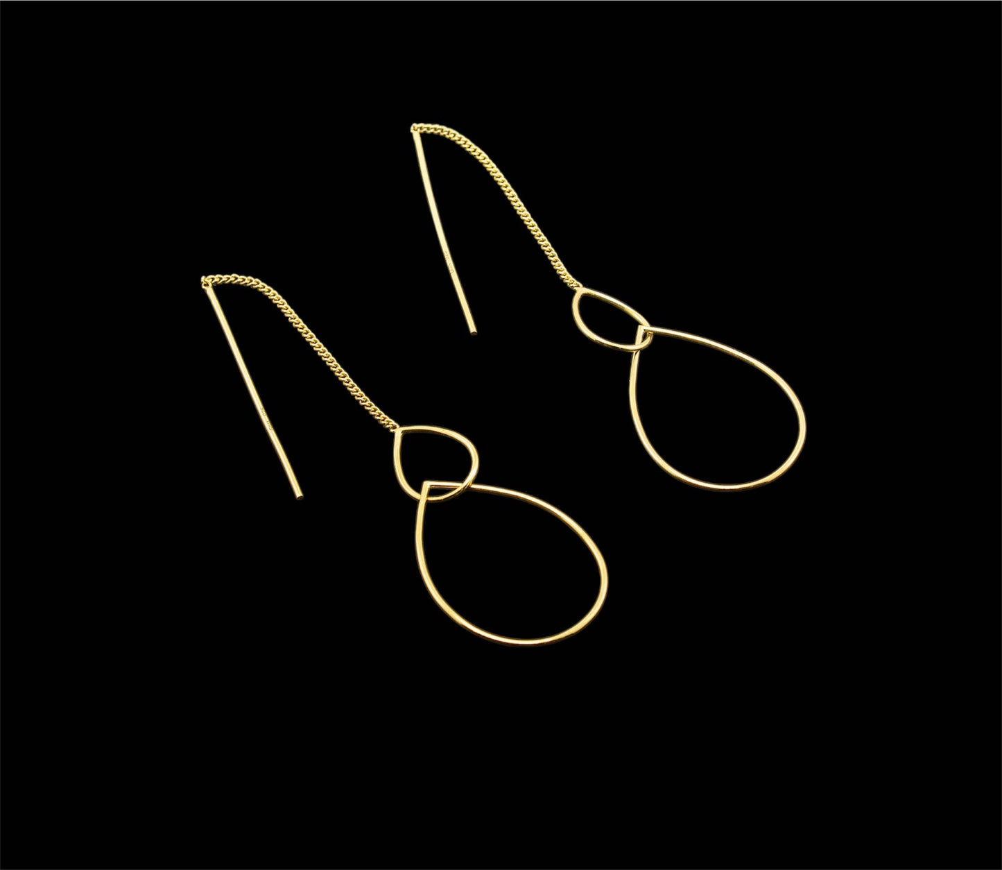 Nadel-und-Faden-Ohrringe – 925er Sterlingsilber mit 18 K Gold-Mikron-Beschichtung