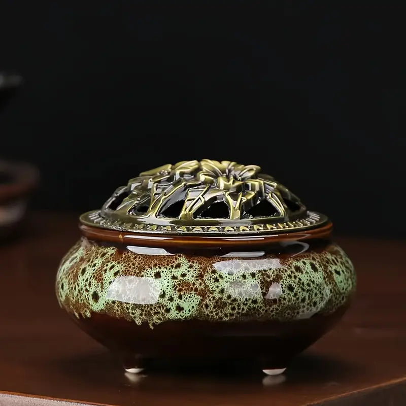 Keramik-Räuchergefäß mit Vintage-Kupferdeckel – handgefertigt & vielseitig