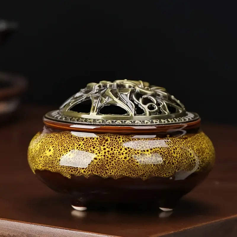 Keramik-Räuchergefäß mit Vintage-Kupferdeckel – handgefertigt & vielseitig