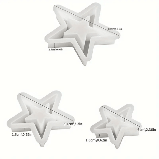3D-Stern-Silikonharz-Gießformen – Set mit 3 Hohlstern-Designs - BTSCreativ