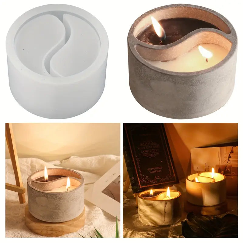 Silikonform für Tai-Chi-Kerzenhalter – DIY-Gießform für Beton, Jesmonite & Gips