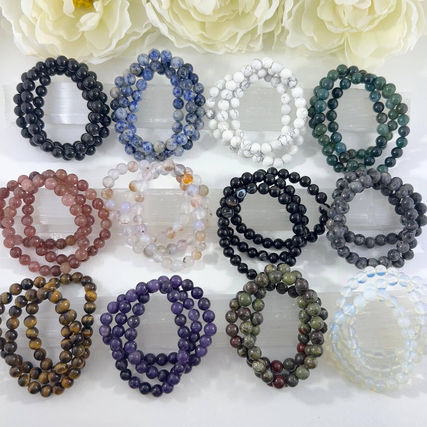 Natürliche Edelstein-Armbänder – 8 mm Perlen