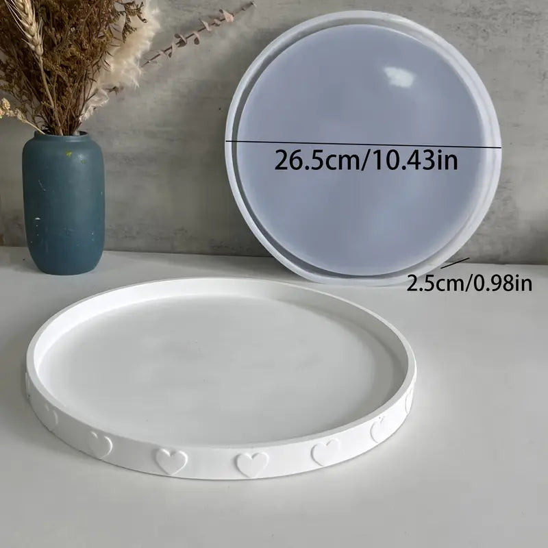 Große runde Silikonform mit Herzdekor – Für DIY-Schmuck, Seifen, Deko & Gießprojekte