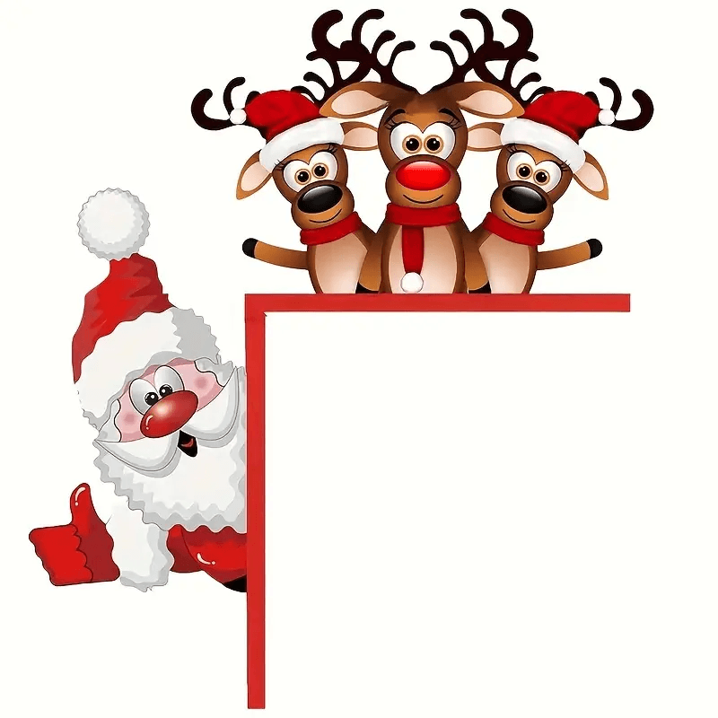 Weihnachtliches Tür-Eckenschild – Santa Claus & Rentier - BTSCreativ