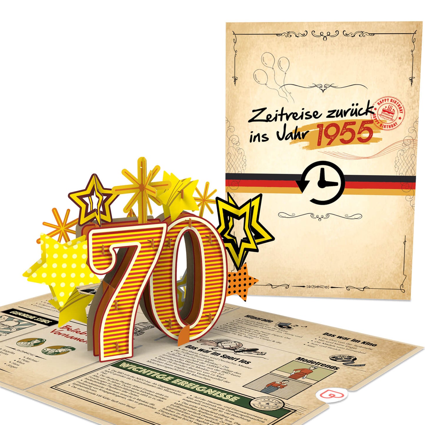 Zurück ins Jahr 1955 Pop-Up Karte