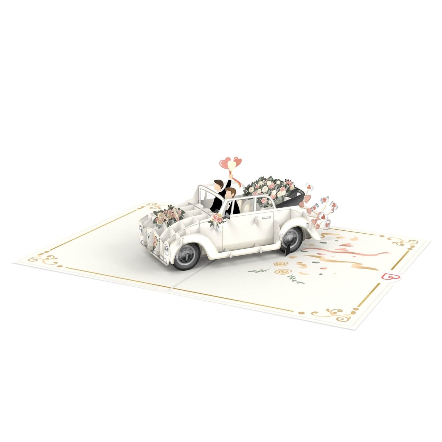 Hochzeitsauto mit schwulem Paar Pop-Up Karte