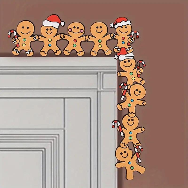 Weihnachtliches Ecke-Schild – Lebkuchenmänner-Dekoration mit Weihnachtsmützen - BTSCreativ