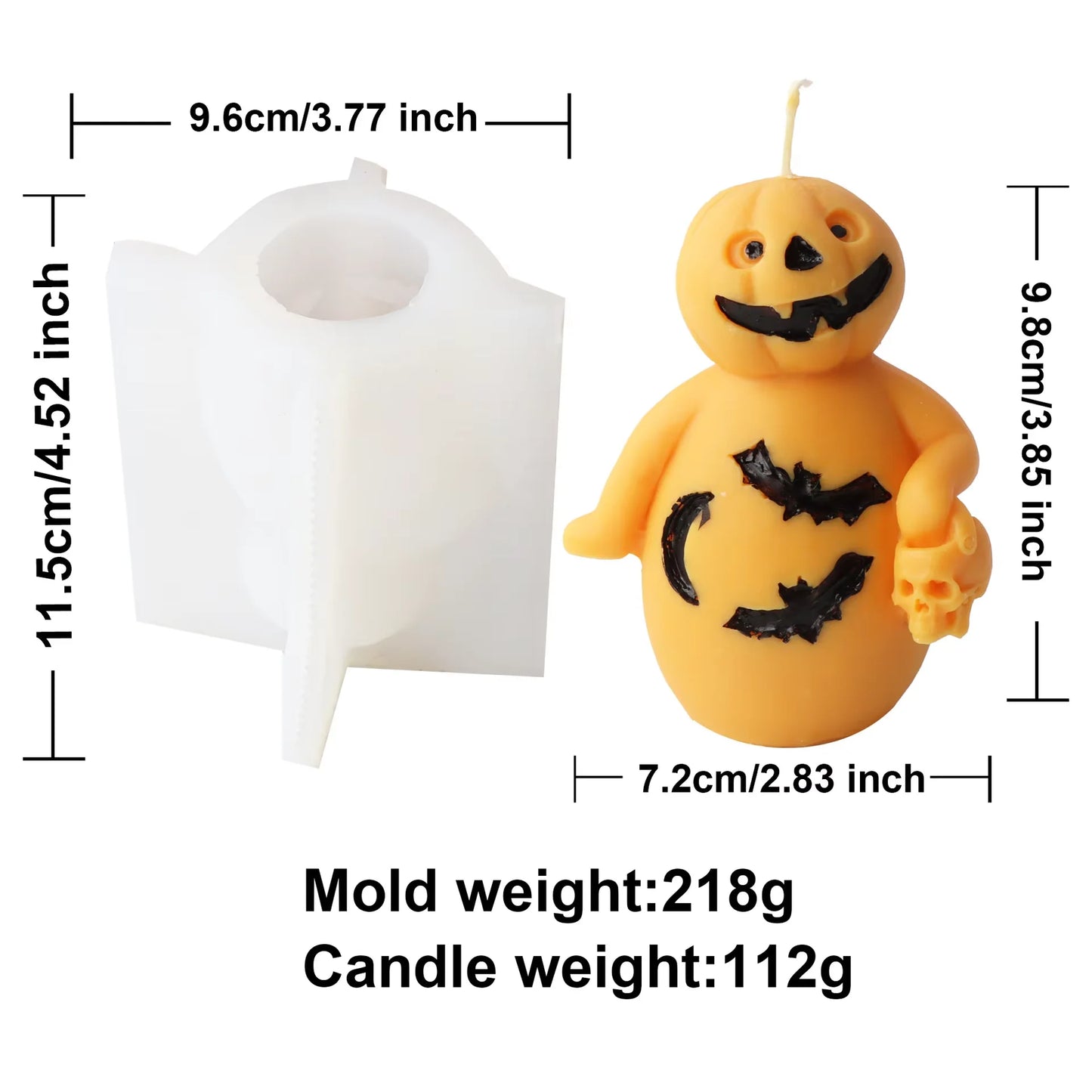 Halloween Silikonform – Gestapelte Kürbis-Kerze & Schädel-Design