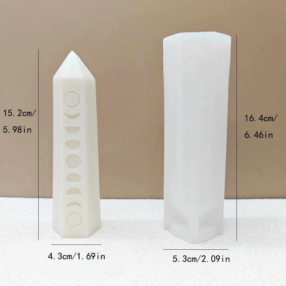Silikonform „Mondphasen-Prisma“ – Für Kerzen, Energiesäulen & kreative Gießprojekte