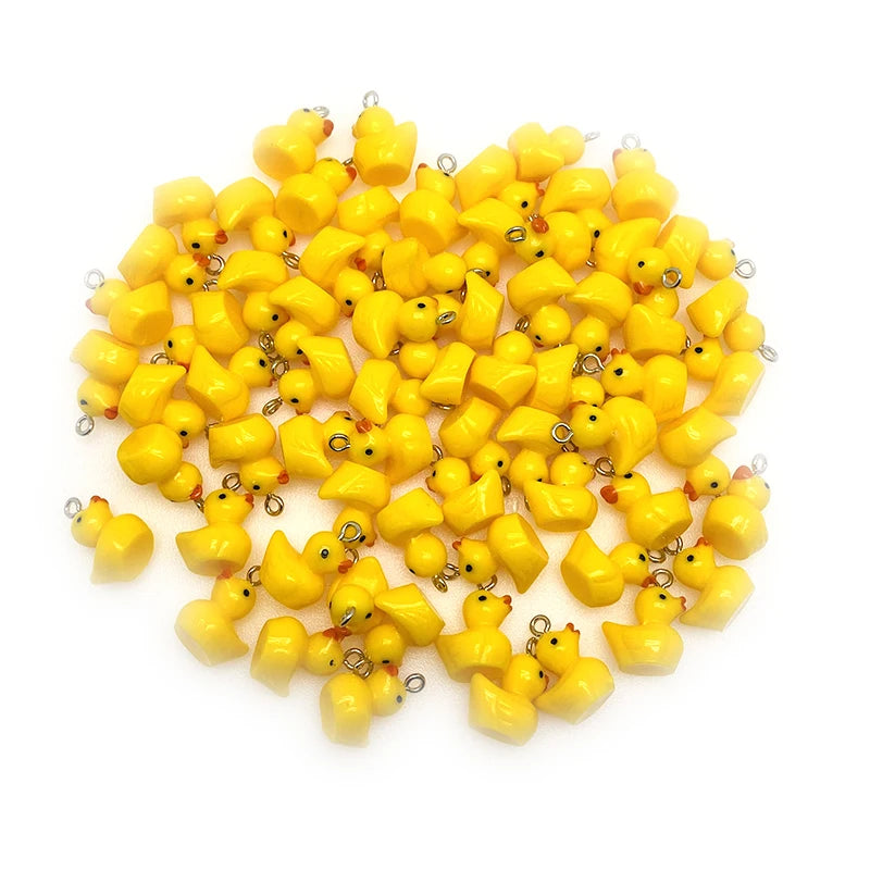 Mini-Enten-Anhänger aus Harz – Gelbe DIY-Charm-Perlen für Schmuck, Ohrringe & Bastelprojekte