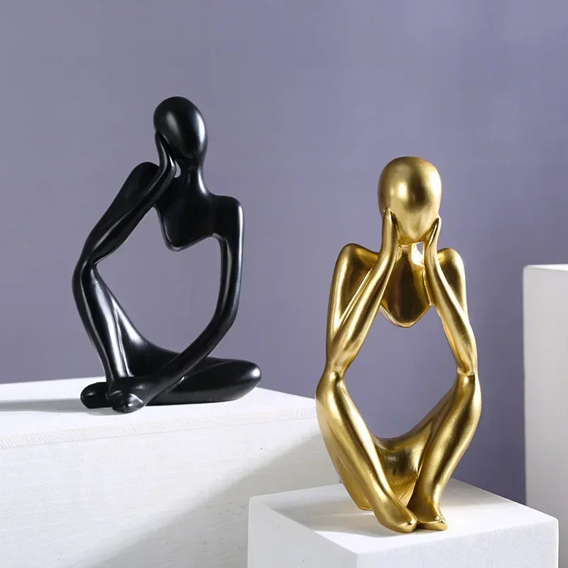 Abstrakte Figur „The Thinker“ – Deko-Skulptur im Nordic-Style (schwarz, weiß oder gold)