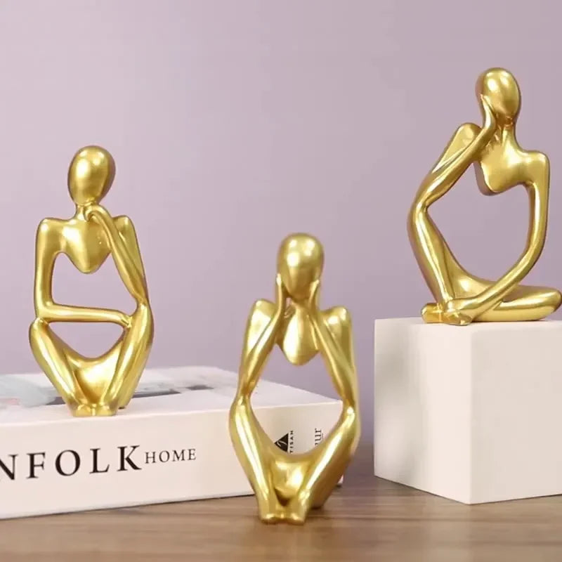 Abstrakte Figur „The Thinker“ – Deko-Skulptur im Nordic-Style (schwarz, weiß oder gold)