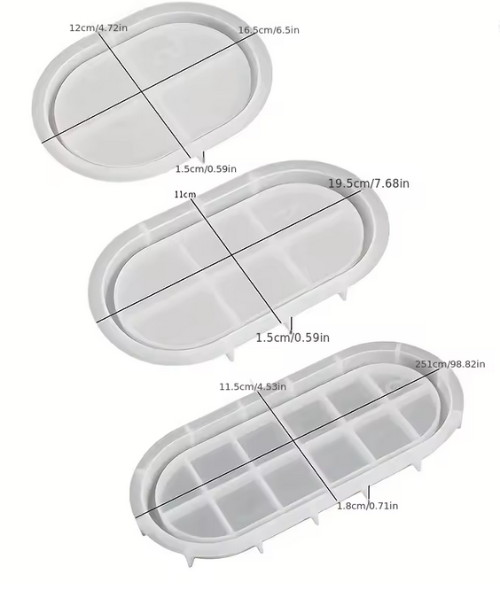 Silikonformen für kreative DIY-Projekte – 3-teiliges Tablett-Set in ovaler Form