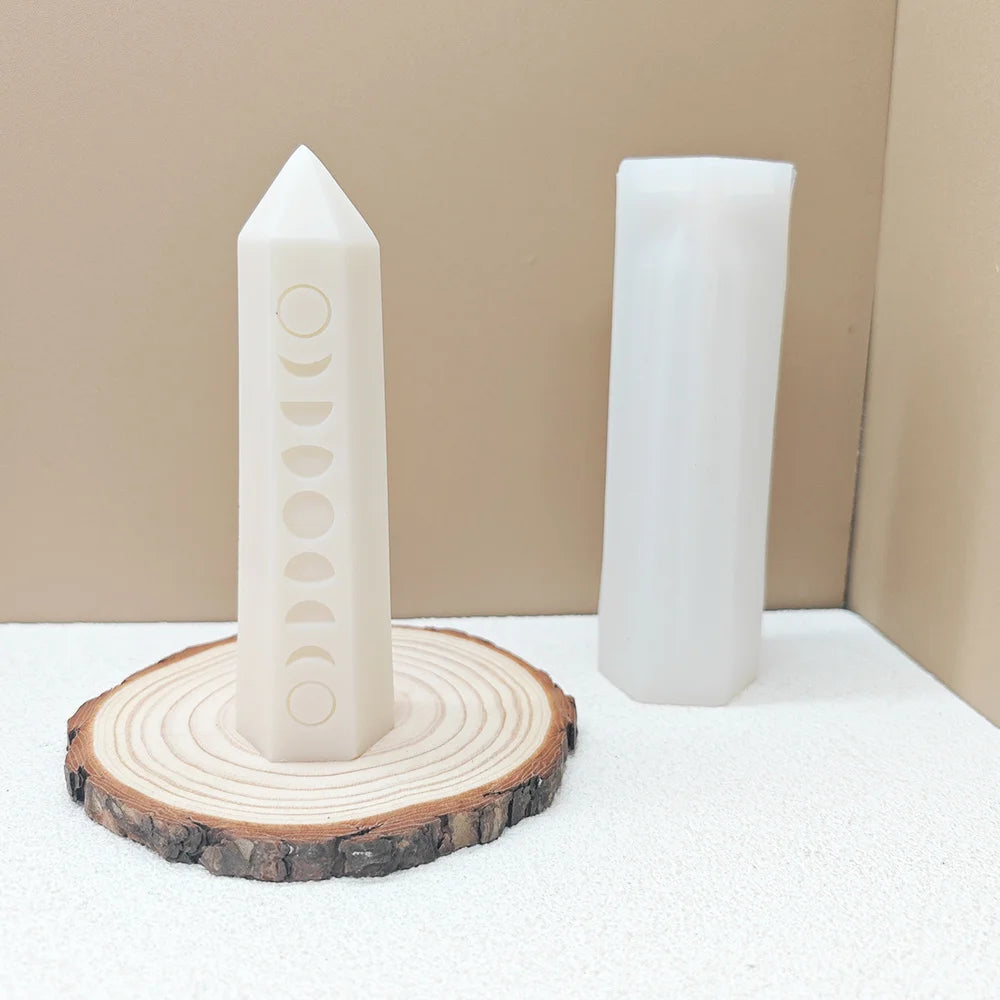 Silikonform „Mondphasen-Prisma“ – Für Kerzen, Energiesäulen & kreative Gießprojekte