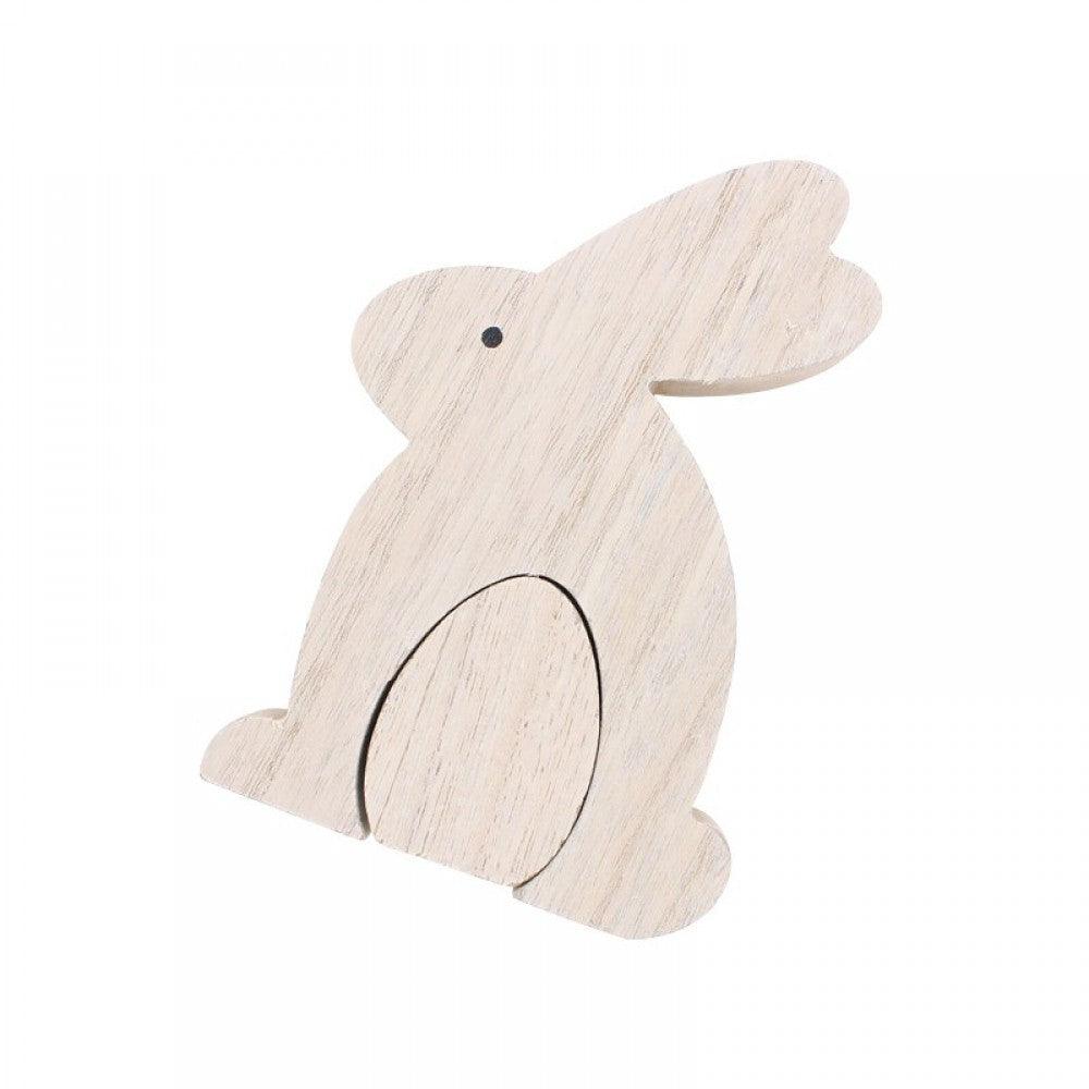 Holzfigur "Hase mit Ei" – Natürliche Osterdeko für dein Zuhause