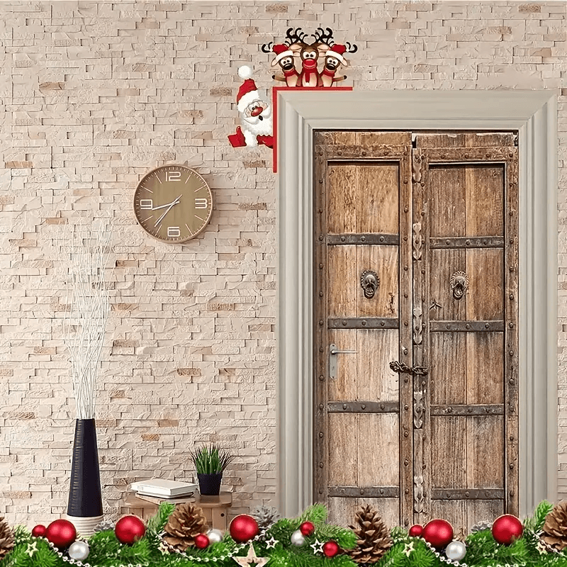 Weihnachtliches Tür-Eckenschild – Santa Claus & Rentier - BTSCreativ