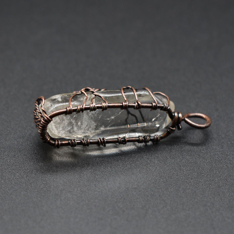 Kristall-Anhänger „Baum des Lebens“ – Naturstein-Säule mit Lebensbaum als Kette | Spiritueller Schmuck in Boho-Optik