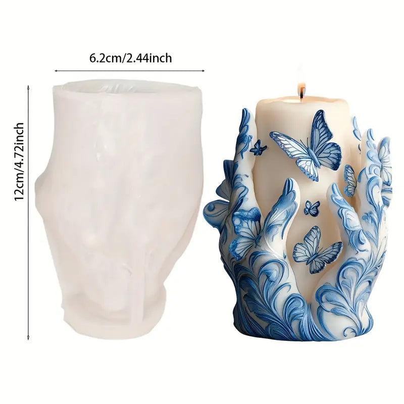 Schmetterling & Blumen Handförmige Silikon-Kerzenform - BTSCreativ
