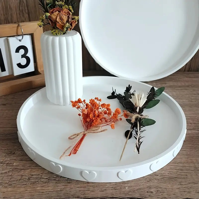 Große runde Silikonform mit Herzdekor – Für DIY-Schmuck, Seifen, Deko & Gießprojekte