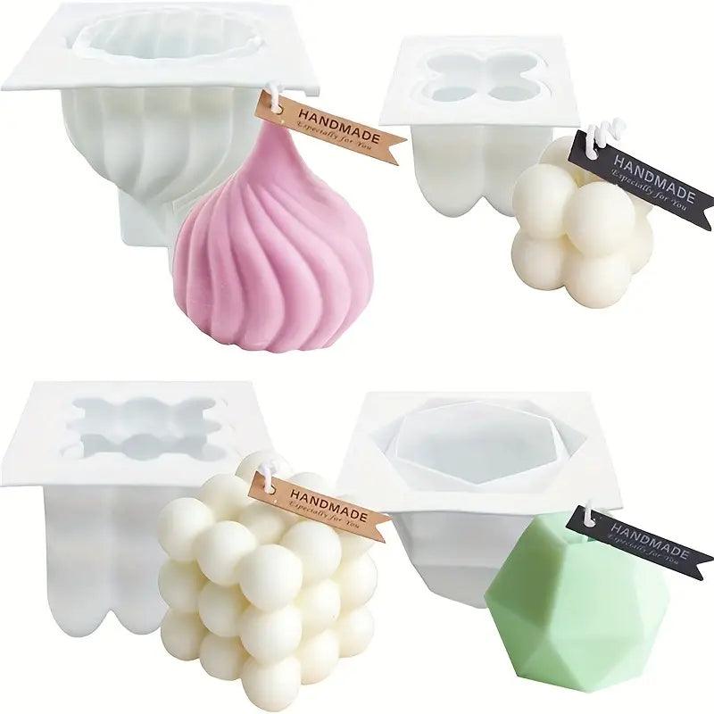 Silikonform-Set für kreative DIY-Kerzen – 4er-Set mit einzigartigen Designs Set 3 - BTSCreativ