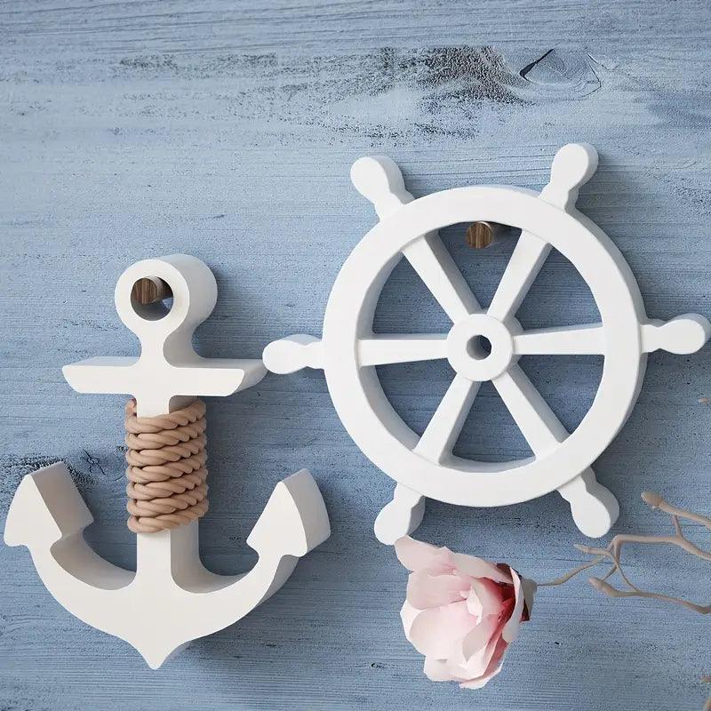 Silikonform für maritime Gipsornamente – Schiffsanker & Steuerrad - BTSCreativ