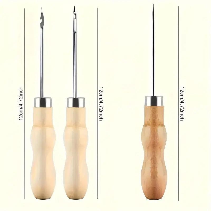 3er-Set Multifunktionale Stech- und Stanzwerkzeuge mit Holzgriff (12 cm) - BTSCreativ