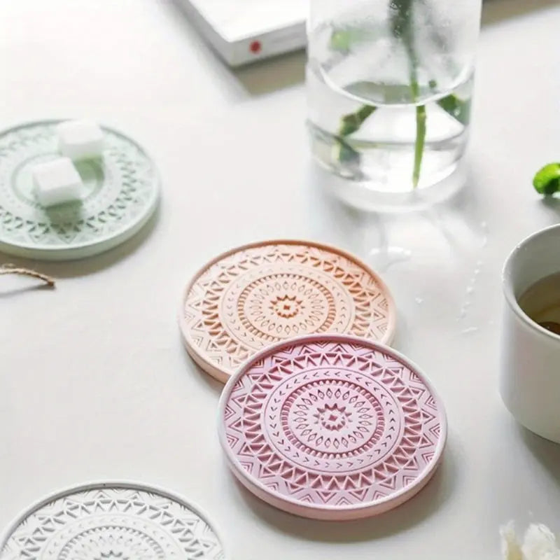 2er-Set Mandala-Silikonformen für Untersetzer – Filigrane Blüten- & Blattmotive für kreative DIY-Projekte