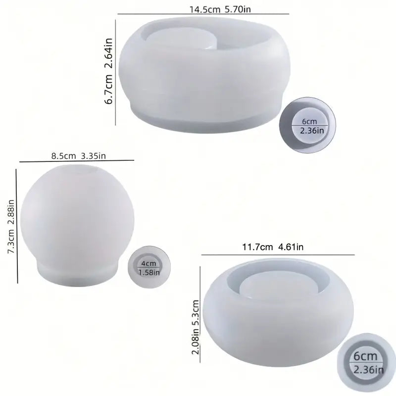 Silikonform-Set für DIY-Kerzenhalter – 3-teiliges Premium-Gießformenset in Kugel-, Tropfen- und Ovalform