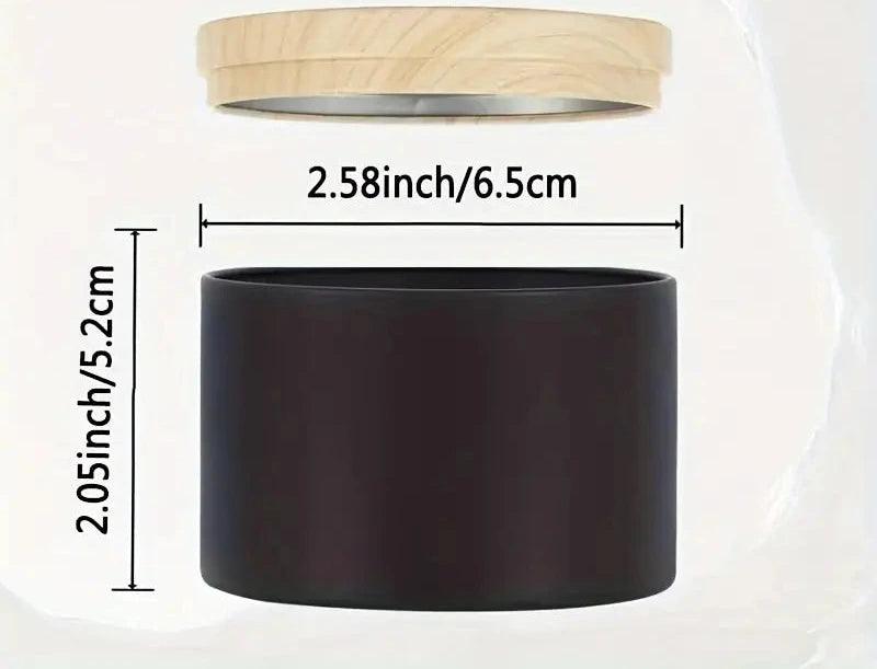 6er-Set Schwarze Kerzendosen – (ca. 120 ml) Matt Schwarz mit Holzmaserungsdeckeln