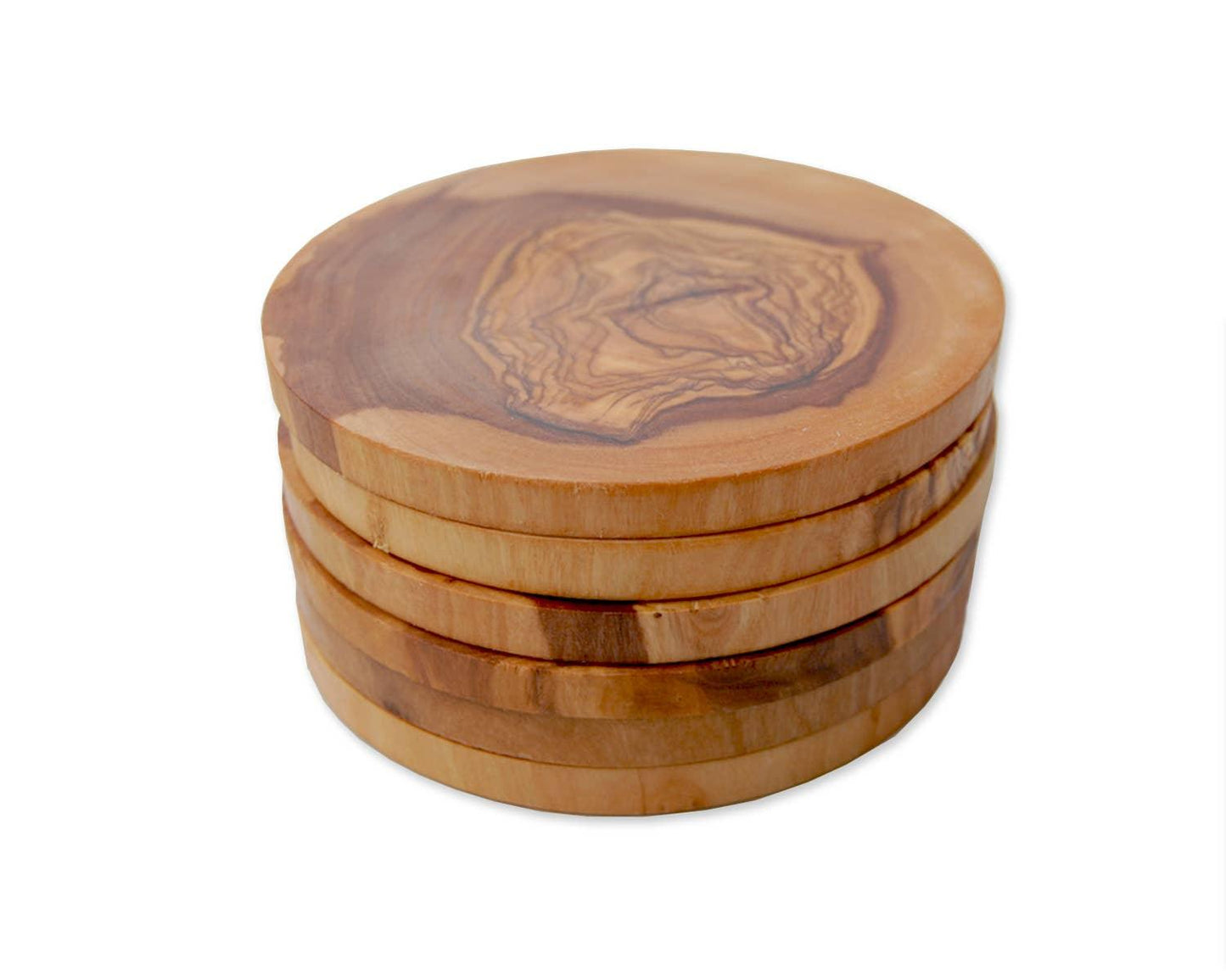 Runder Untersetzer aus Olivenholz – Ø 12 cm 6er-Set