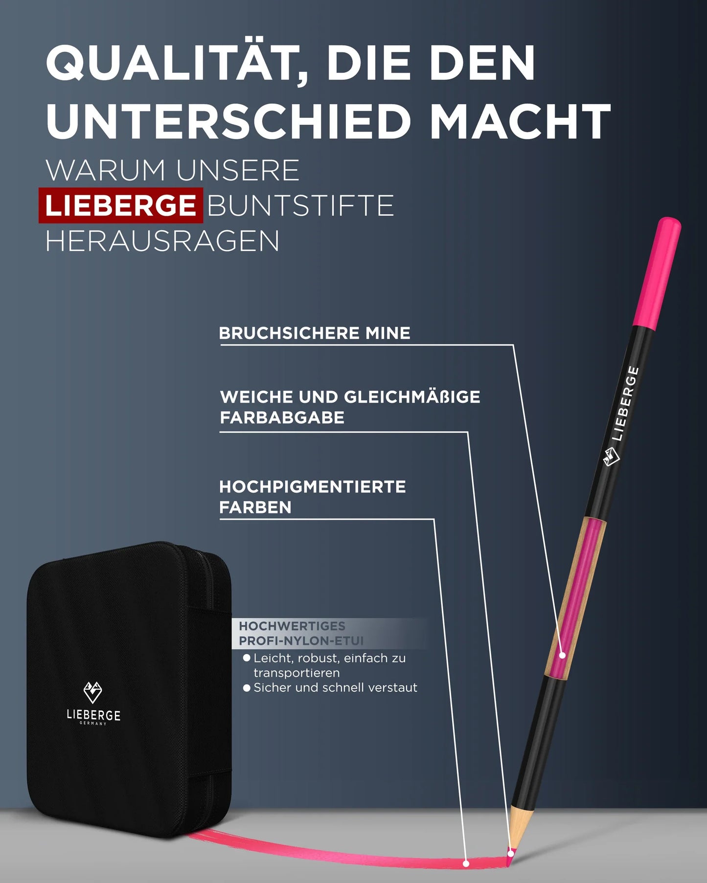LIEBERGE Farbstifte in Profi-Nylon-Etui (72 Farben)